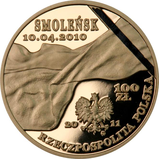 Złota moneta 100-złotowa z Lechem i Marią Kaczyńskimi