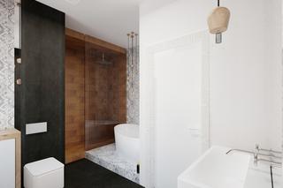Wizualizacja łazienki z wanną i prysznicem