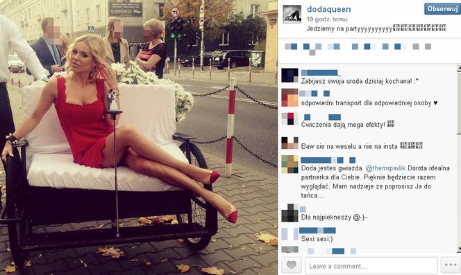 Doda w czerwonej sukience, instagram