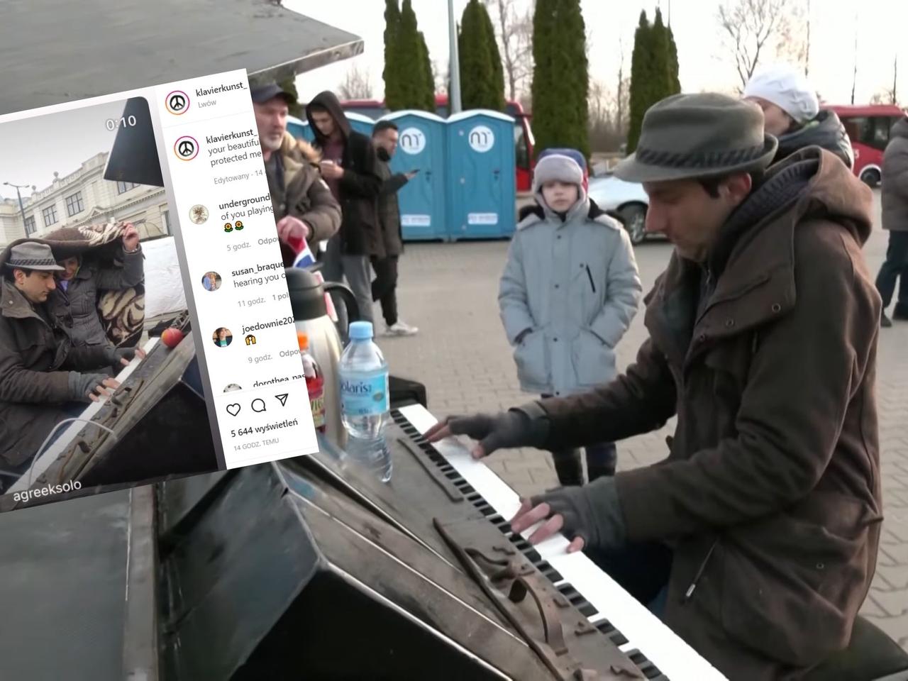 Ludzie z Ukrainy przekraczają granicę, a on gra na pianinie. WZRUSZENIE gwarantowane