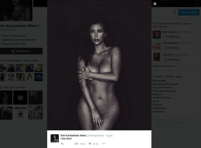 Kim Kardashian - nagie selfie na Twitterze