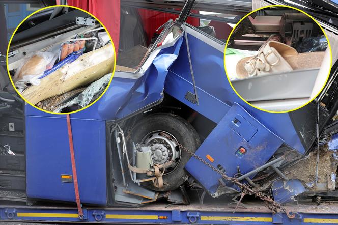 Film z wnętrza autokaru który rozbił się w Chorwacji: porozrzucane kapcie, parówki w fotelu 