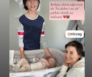 Na dobre i na złe nowy sezon. Kubuś (Wiktor Trojan), Blanka (Pola Gonciarz), Nina (Rita Sobocińska) na planie