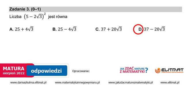 Matura 2022: matematyka, poprawka. Arkusz PDF	