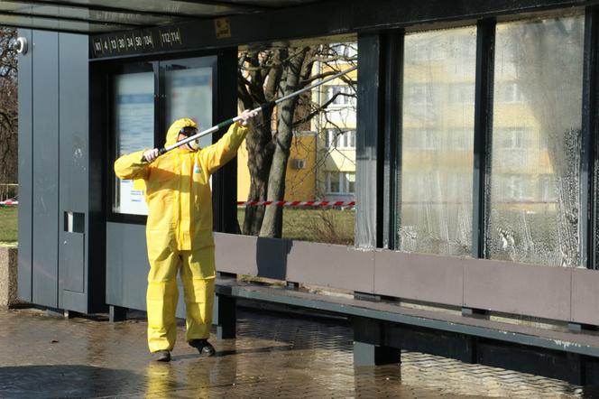 Wielkie mycie przystanków autobusowych w Kielcach