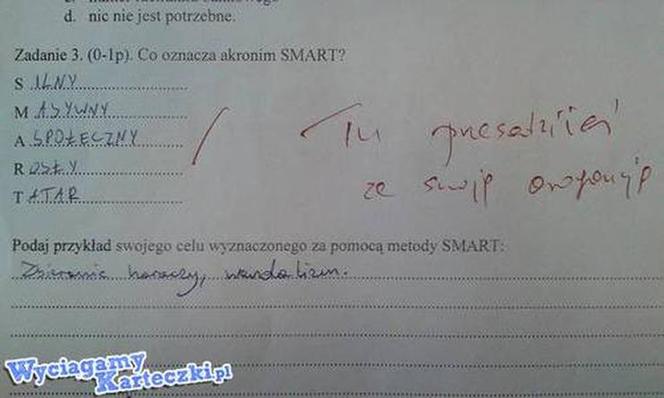 Najlepsze odpowiedzi z kartkówek i sprawdzianów