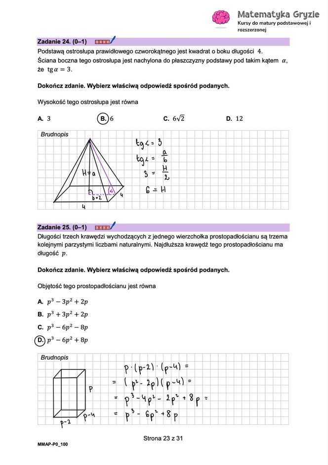 Matura próbna CKE matematyka 2024 - odpowiedzi