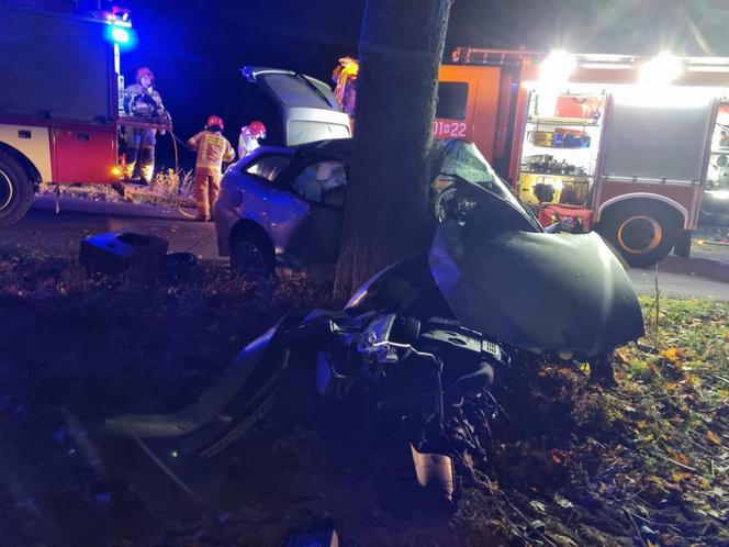 Tragiczny wypadek w gminie Kozłowo. Auto uderzyło w drzewo. Kierowca nie żyje [ZDJĘCIA]