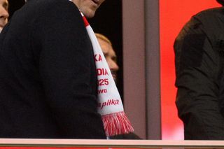 Karol Nawrocki na meczu Polska - Holandia