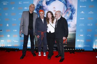 Wiktor Zborowski, Jan Peszek, Olga Chajdas, Włodzimierz Press na premierze Dziadku, wiejemy