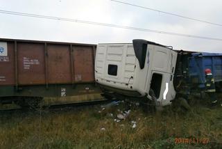 zderzenie tira z pociągiem