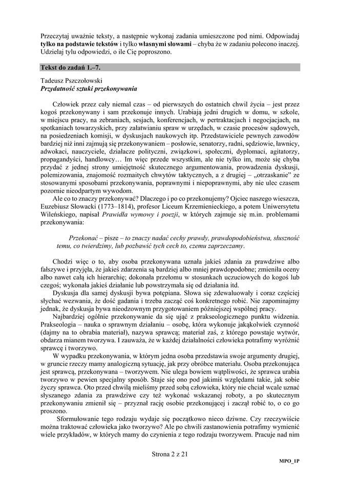 Arkusze CKE - matura j. polski - poziom podstawowy 8.06.2020 r. - ODPOWIEDZI