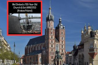 Dwóch nastolatków wspięło się po rusztowaniu na wieżę Bazyliki Mariackiej w Krakowie. Wyczyn chcieli pokazać w sieci [WIDEO]