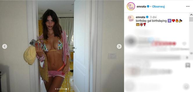 Szokujące zdjęcia Emily Ratajkowski. Polka pozuje w łazience ze spuszczonymi spodenkami. Tak świętuje urodziny