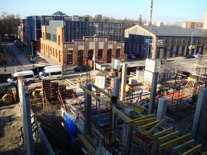 Zdjęcie z budowy nowej inwestycji LabFactor – nowoczesne laboratoria badawcze Politechniki Łódzkiej.