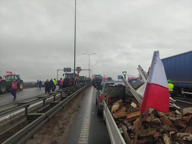 Protest rolników w Elblągu na S7