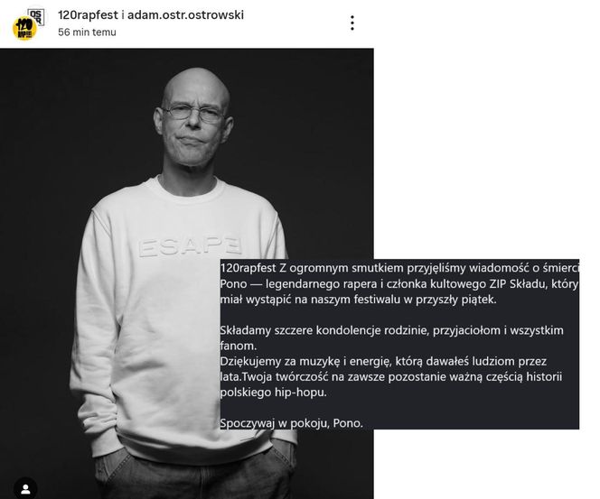 Wielka żałoba na scenie hip-hopowej. Takie słowa padły po śmierci Pono