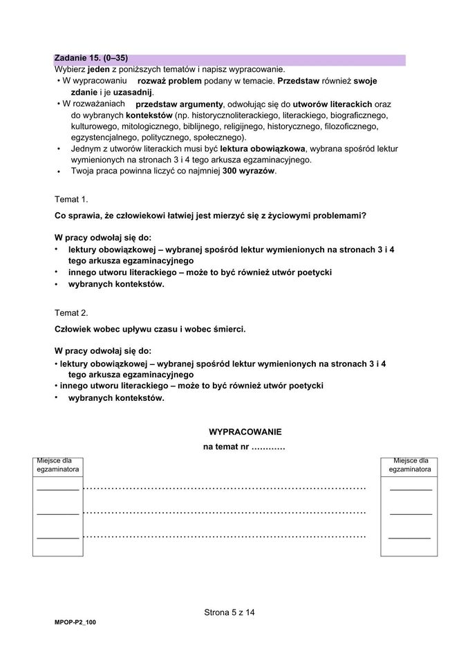 Matura poprawkowa język polski FORMUŁA 2023