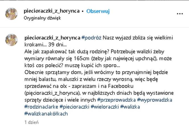 Wyprowadzka rodziny pięcioraczków z Horyńca