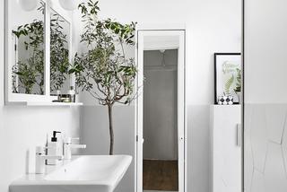 Białe ściany w łazience na poddaszu
