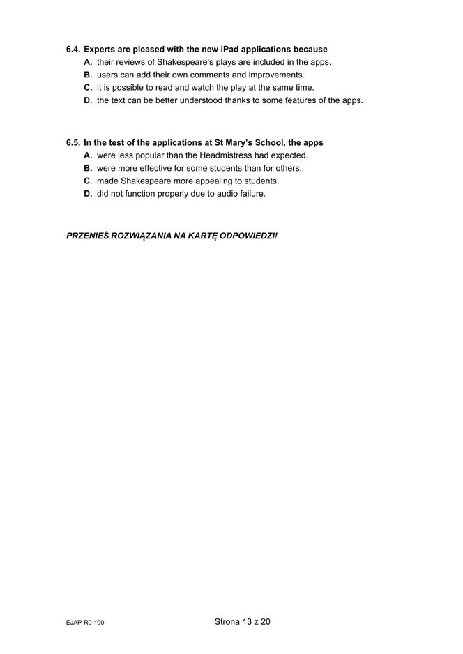 Matura 2025: angielski rozszerzony 8.05.2025. Arkusze CKE, poziom rozszerzony [Formuła 2015]