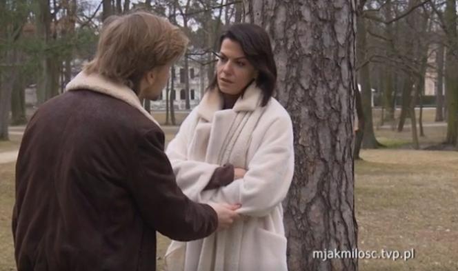 M jak miłość odc. 1593. Patrycja (Alżbeta Lenska), Łukasz (Jakub Józefowicz)