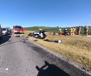 Czołowe zderzenie na szesnastce. 7 osób poszkodowanych, w tym dziecko!