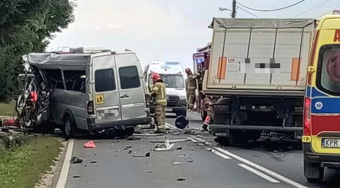 Dwaj kierowcy zginęli po zderzeniu busa z ciężarówką