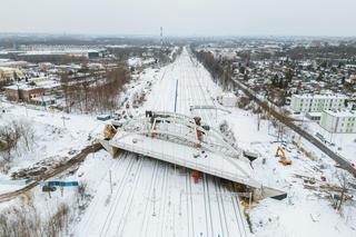 Budowa wiaduktu nad linia kolejową w Sosnowcu