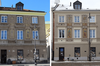 Renowacja kamienicy na ul. Freta. Odnowiono piękne malowidła na fasadzie budynku
