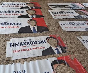 „Łowca głów” Rafała Trzaskowskiego w rękach policji. Pociął kilkadziesiąt banerow!