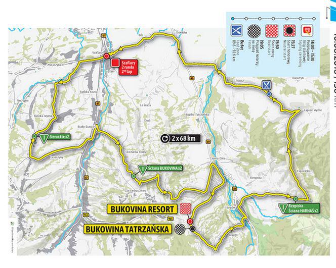 VII etap Tour de Pologne. Trasa Bukovina Resort - Bukowina Tatrzańska. MAPA