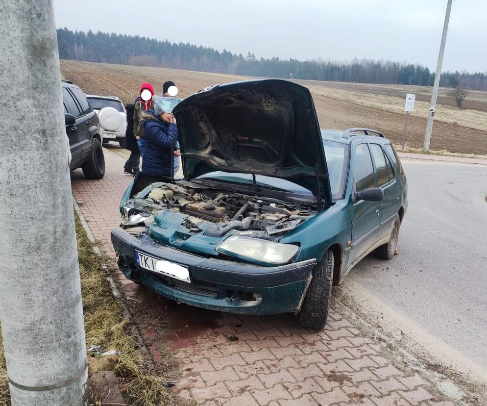 W Radkowicach kierowca stracił panowanie nad autem, uderzył w słup. Miał 2 promile 
