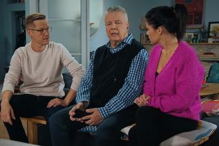 M jak miłość odc. 1712. Wojtek Marszałek (Emilian Kamiński), Kinga (Katarzyna Cichopek), Piotrek (Marcin Mroczek)