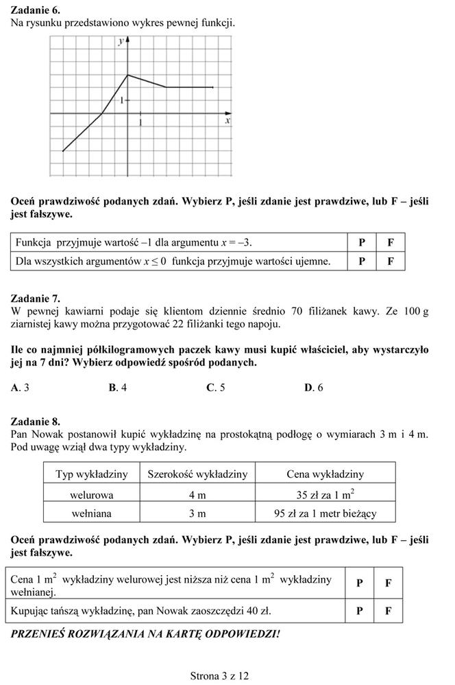 Próbny egzamin gimnazjalny - Matematyka