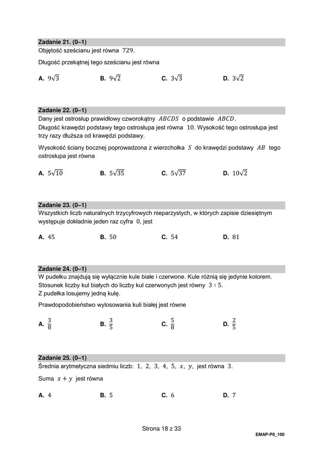 Matura 2025: matematyka 6.05.2025. Arkusze CKE i odpowiedzi. Poziom podstawowy 1 i 2 część [Formuła 2015]