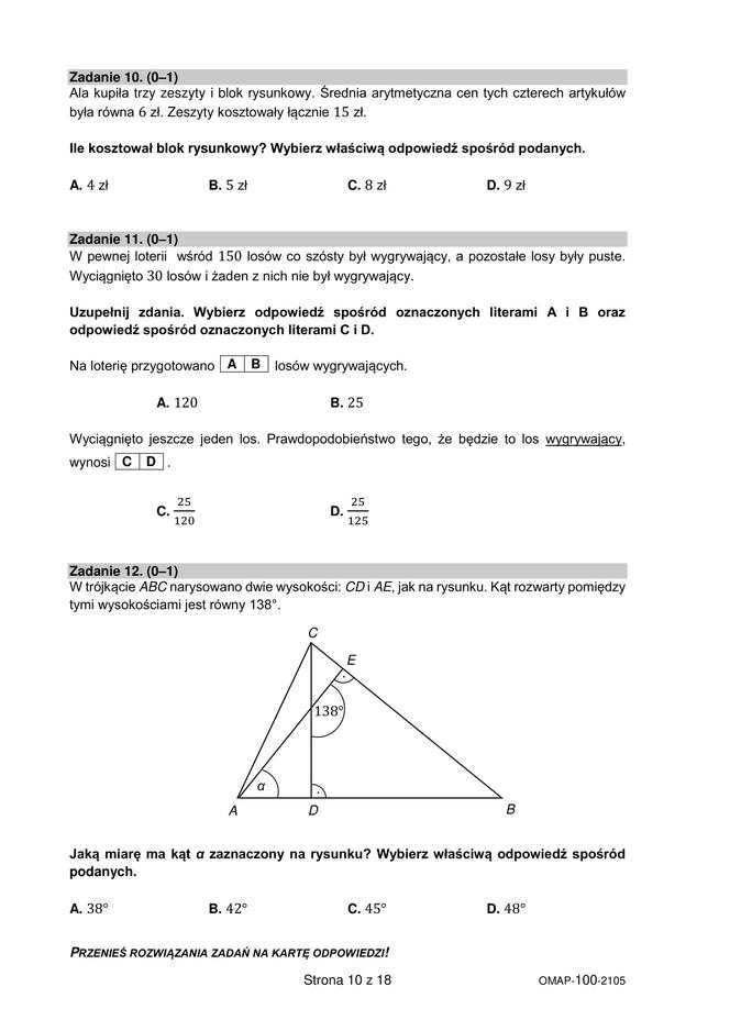  Egzamin ósmoklasisty 2021 matematyka. Arkusze CKE, pytania, odpowiedzi [26.05.2021]