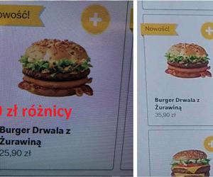 Cena burgera drwala w punkcie McDonald's vs. na lotnisku