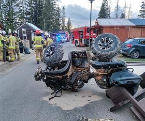 Nastolatkowie na quadzie huknęli w stragany na Gubałówce! Są poważnie ranni, pojazd spłonął