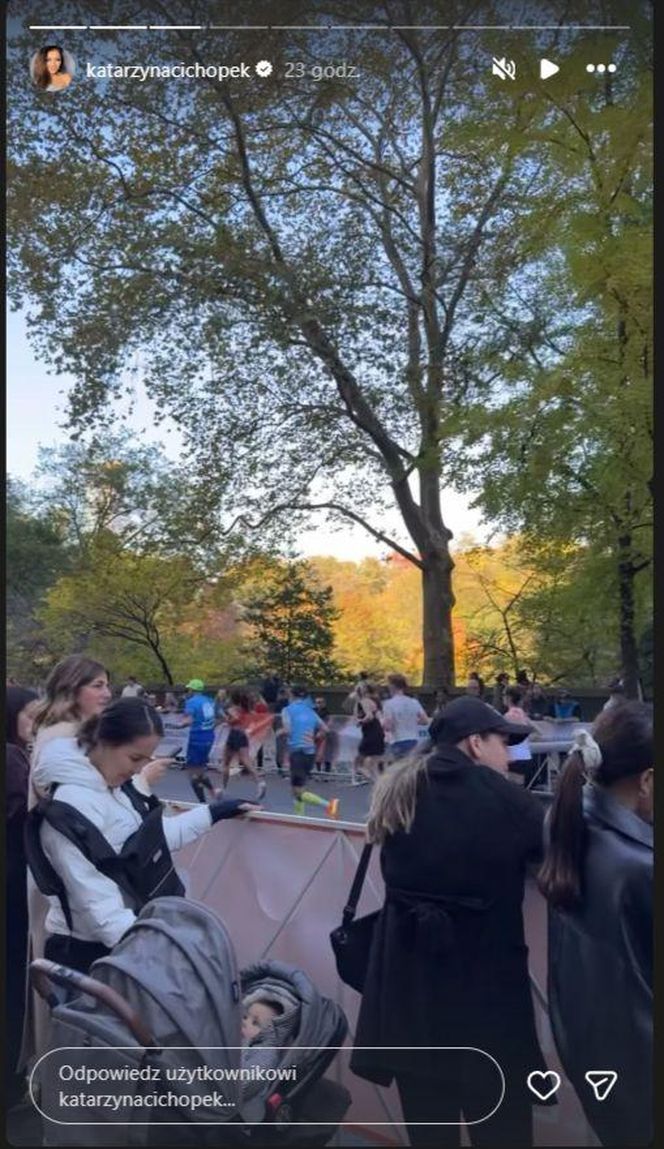 Katarzyna cichopek dopinguje męża na Maratonie Nowojorskim