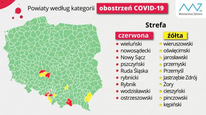 Koronawirus w Polsce: Czerwone strefy. Ostrzejsze obostrzenia w tych powiatach