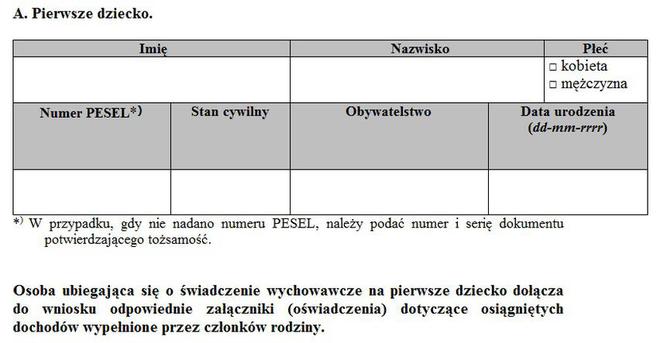 Wzór wniosku Rodzina 500+ /3