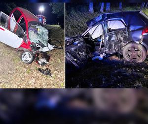 Dwie osobówki totalnie zniszczone! 18-letni kierowca nie żyje, 47-latka poważnie ranna [ZDJĘCIA]