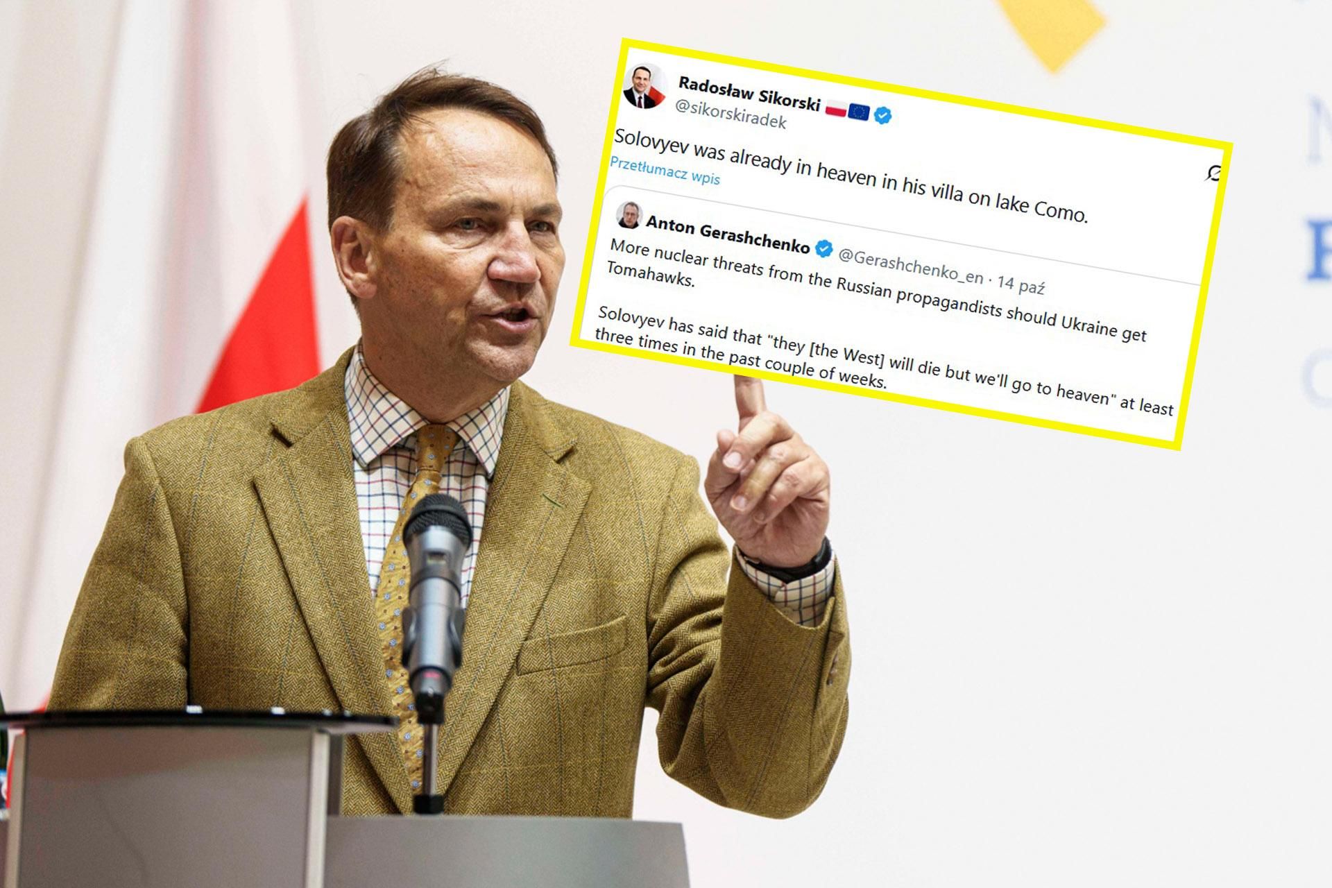 Takiej furii w rosyjskiej TV dawno nie było. Propagandysta Putina atakuje Sikorskiego