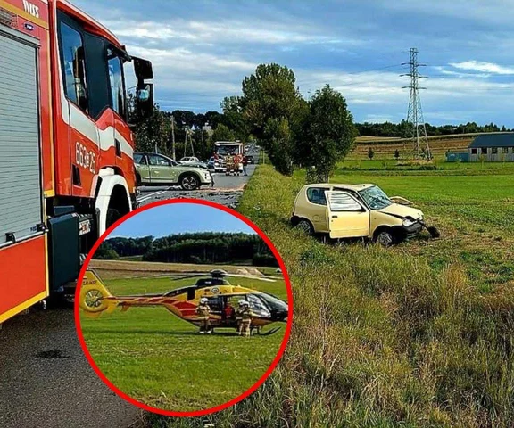 Groźny wypadek na Śląsku. Seniorzy w szpitalu, LPR w akcji