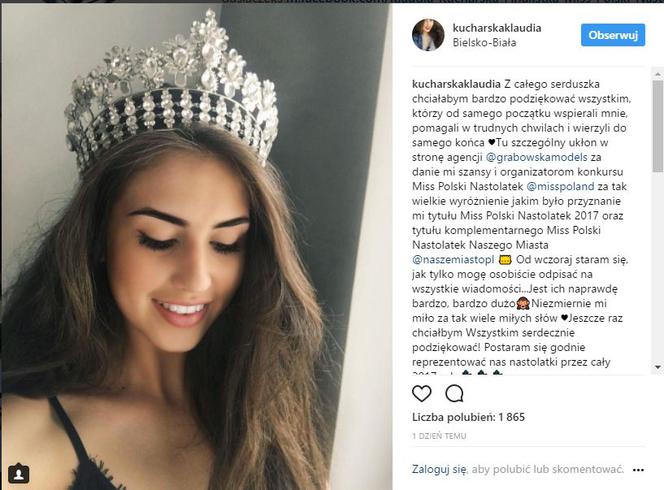 Miss Polski Nastolatek 2017, Klaudia Kucharska