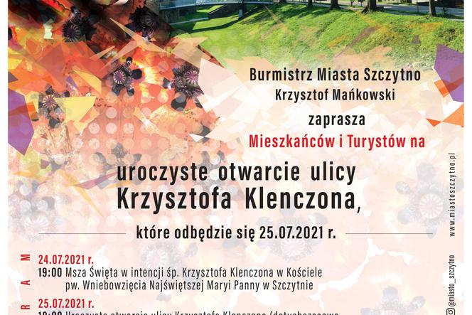 Uroczyste otwarcie ulicy Krzysztofa Klenczona w Szczytnie 