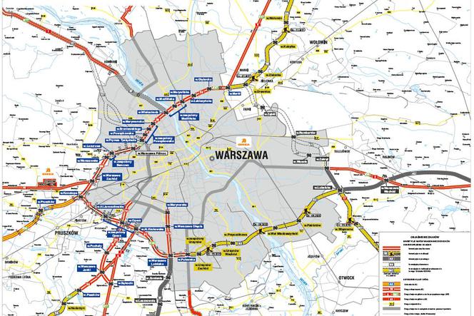 Mapa obwodnicy Warszawy