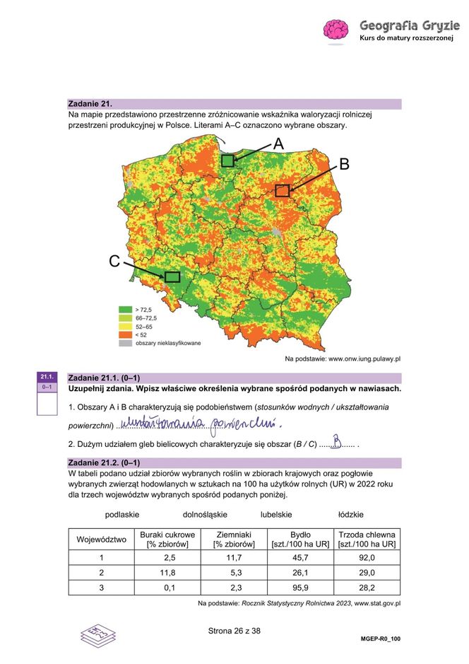 Matura próbna 2024 - geografia