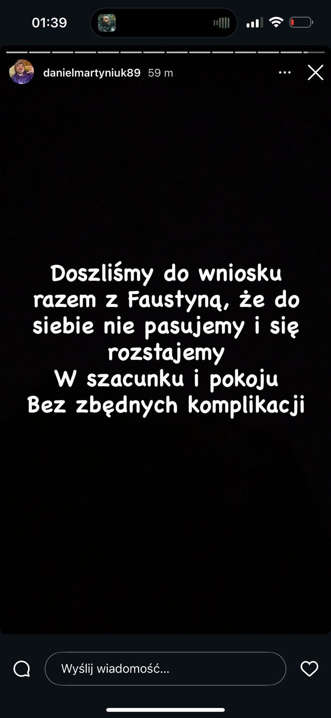 Daniel Martyniuk - oświadczenie